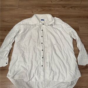 Elegant White Dress Shirt with Black Accents